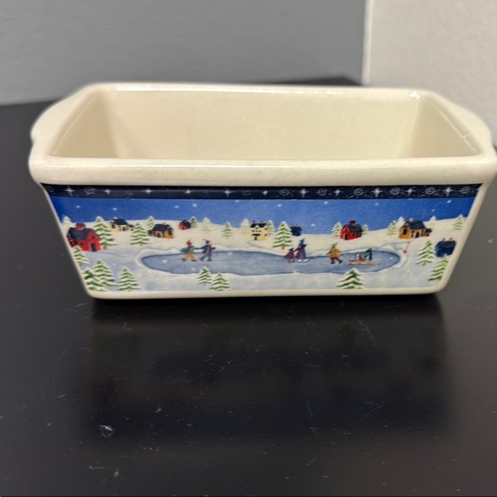 Winter Scene Ceramic Mini‎ Pot Nutucket microwave dishwasher safe vintage